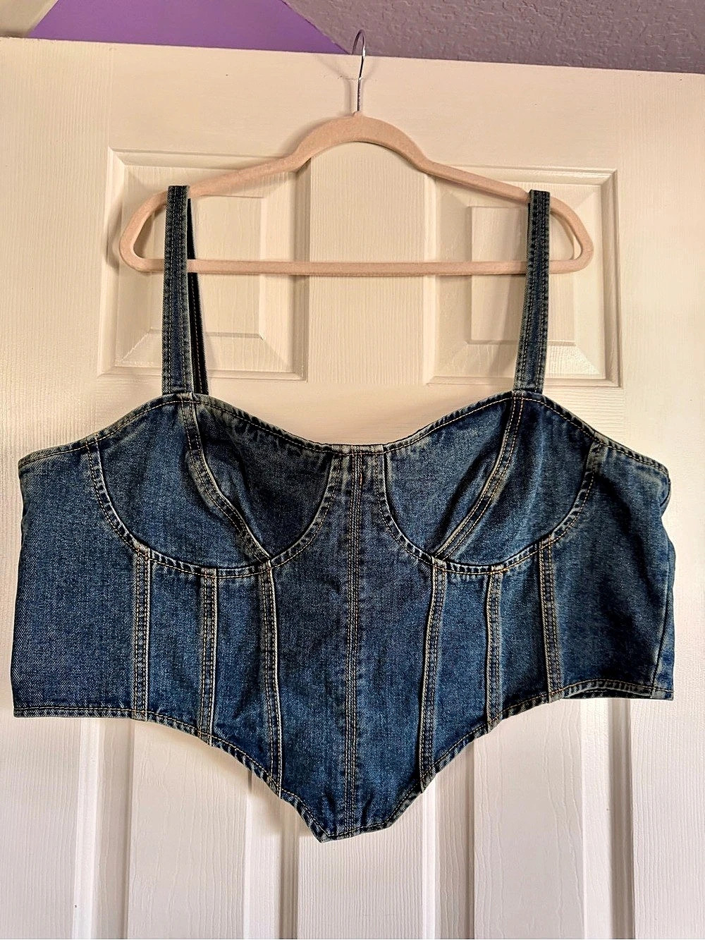 PrettyLittleThing Denim Corset Crop Top in Denim size XXL NWT